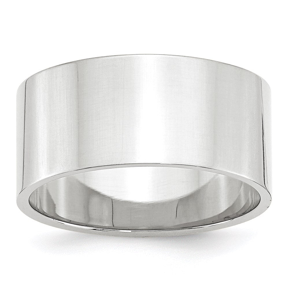 18k White Gold 10mm Lightweight Flat Wedding Band Ring