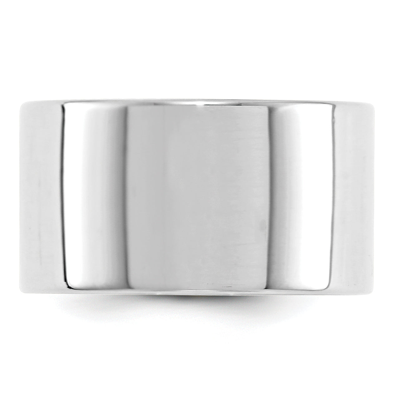 Solid 14K White Gold 12mm Light Weight Flat Men's/Women's Wedding Band Ring Size 7