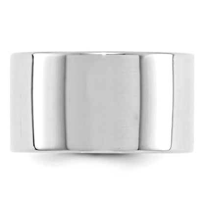 Solid 14K White Gold 12mm Light Weight Flat Men's/Women's Wedding Band Ring Size 7