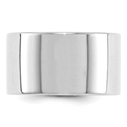 18k White Gold 12mm Lightweight Flat Wedding Band Ring
