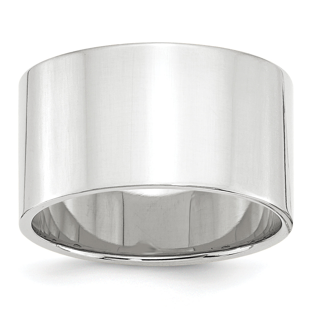 Solid 14K White Gold 12mm Light Weight Flat Men's/Women's Wedding Band Ring Size 7