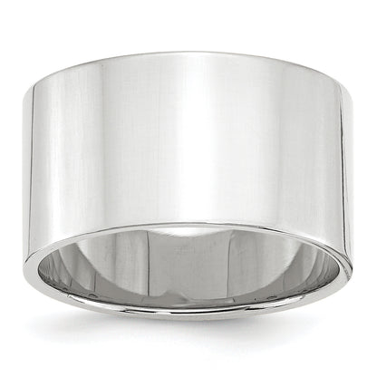 Solid 14K White Gold 12mm Light Weight Flat Men's/Women's Wedding Band Ring Size 7
