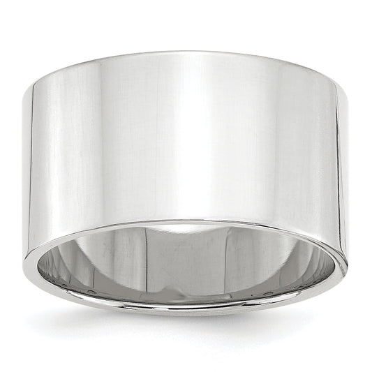 Solid 10K White Gold 12mm Light Weight Flat Men's/Women's Wedding Band Ring Size 7.5
