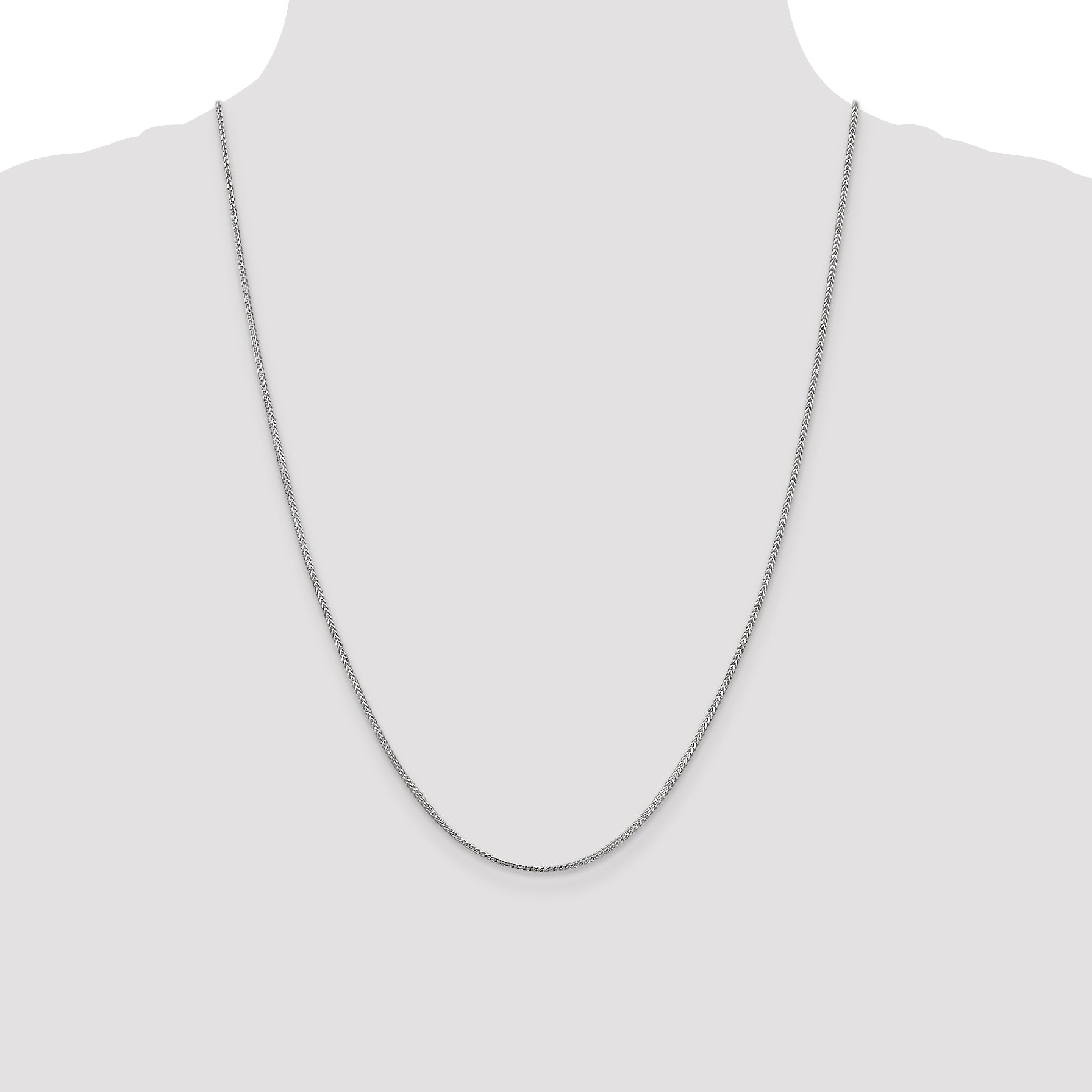 14K White Gold 24 Inch 1mm Franco With Lobster Clasp Chain Necklace