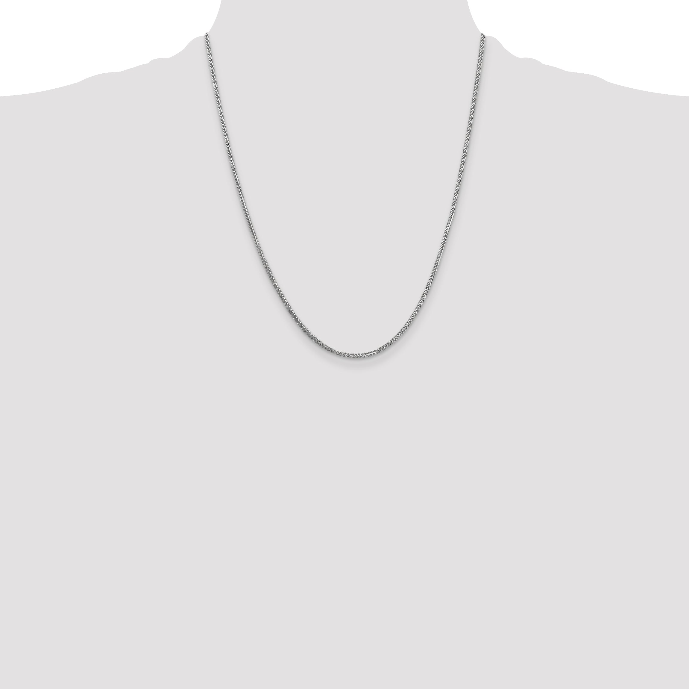 14K White Gold 22 Inch 1.3mm Franco With Lobster Clasp Chain Necklace