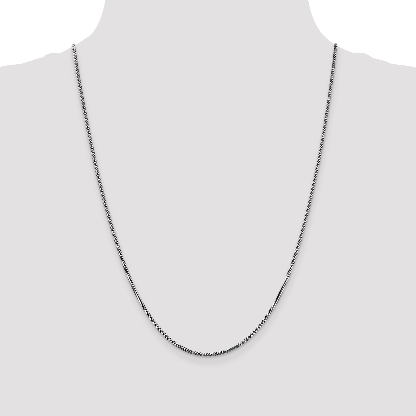 14K White Gold 24 Inch 1.4mm Franco With Lobster Clasp Chain Necklace
