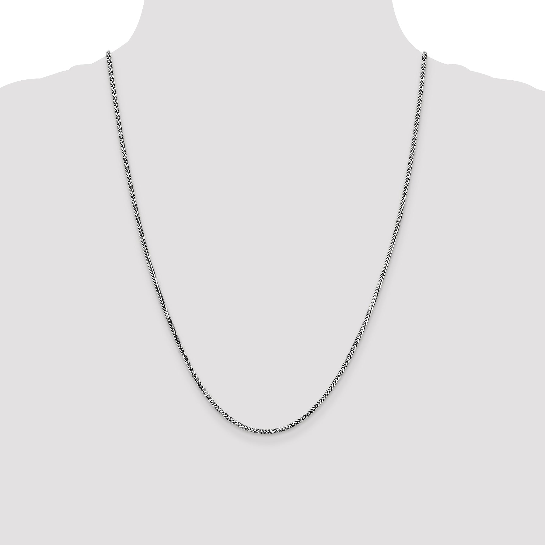 14K White Gold 24 Inch 1.5mm Franco With Lobster Clasp Chain Necklace
