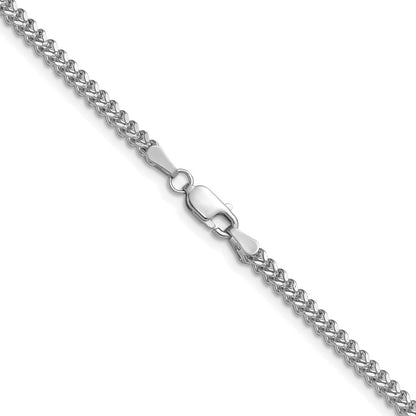 14K White Gold 2mm Franco With Lobster Clasp Chain Necklace