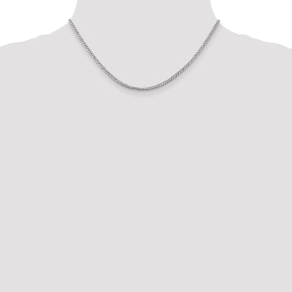 14K White Gold 16 Inch 2mm Franco With Lobster Clasp Chain Necklace