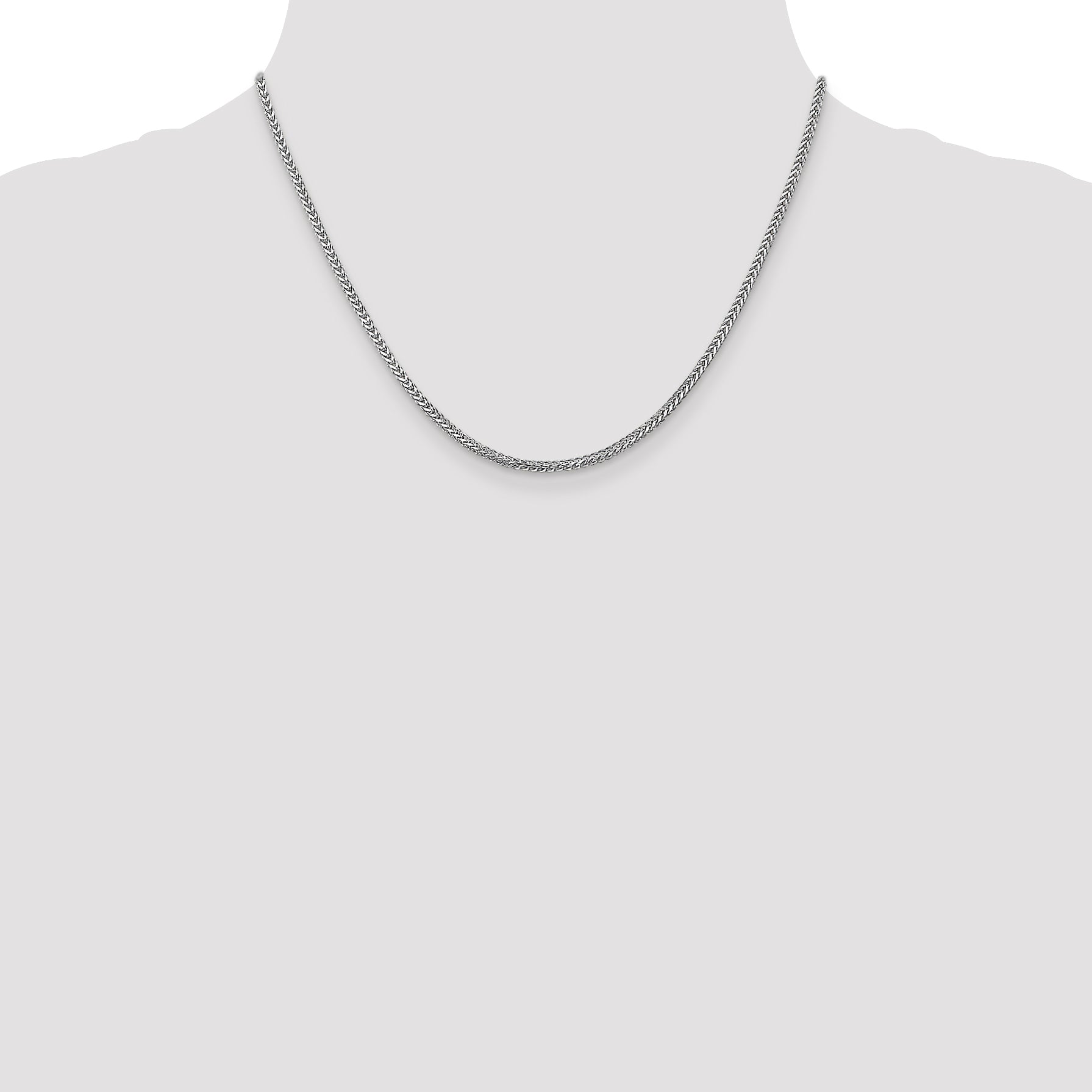 14K White Gold 18 Inch 2mm Franco With Lobster Clasp Chain Necklace