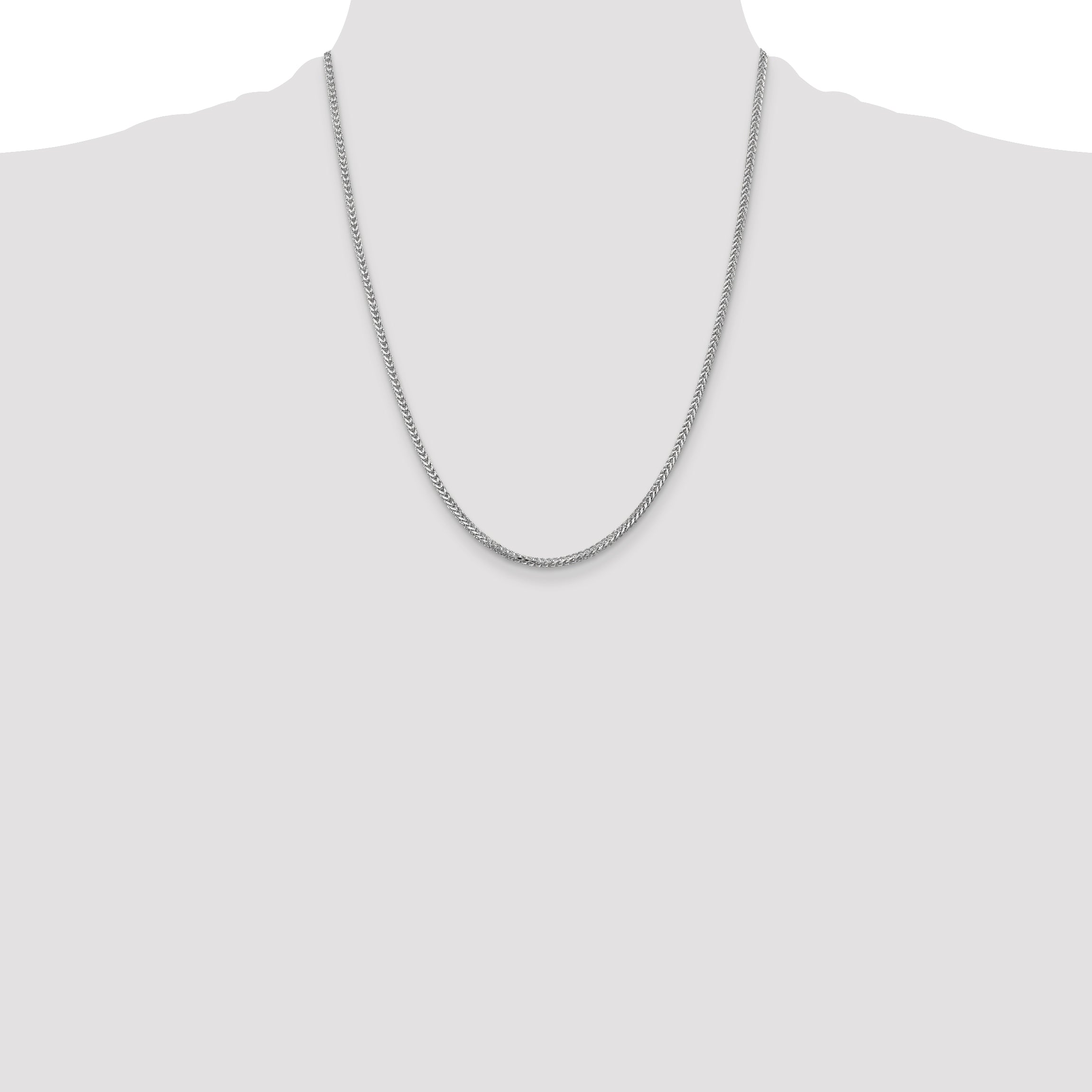 14K White Gold 22 Inch 2mm Franco With Lobster Clasp Chain Necklace