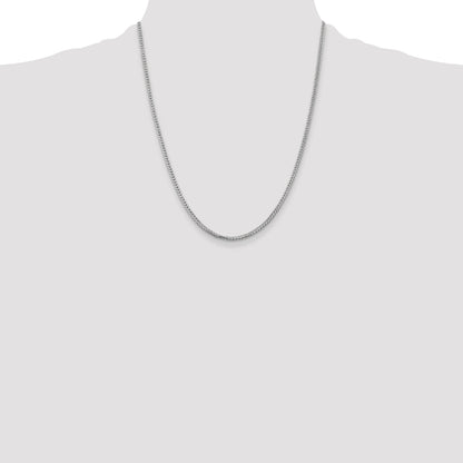 14K White Gold 22 Inch 2mm Franco With Lobster Clasp Chain Necklace
