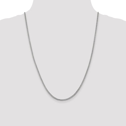 14K White Gold 24 Inch 2mm Franco With Lobster Clasp Chain Necklace