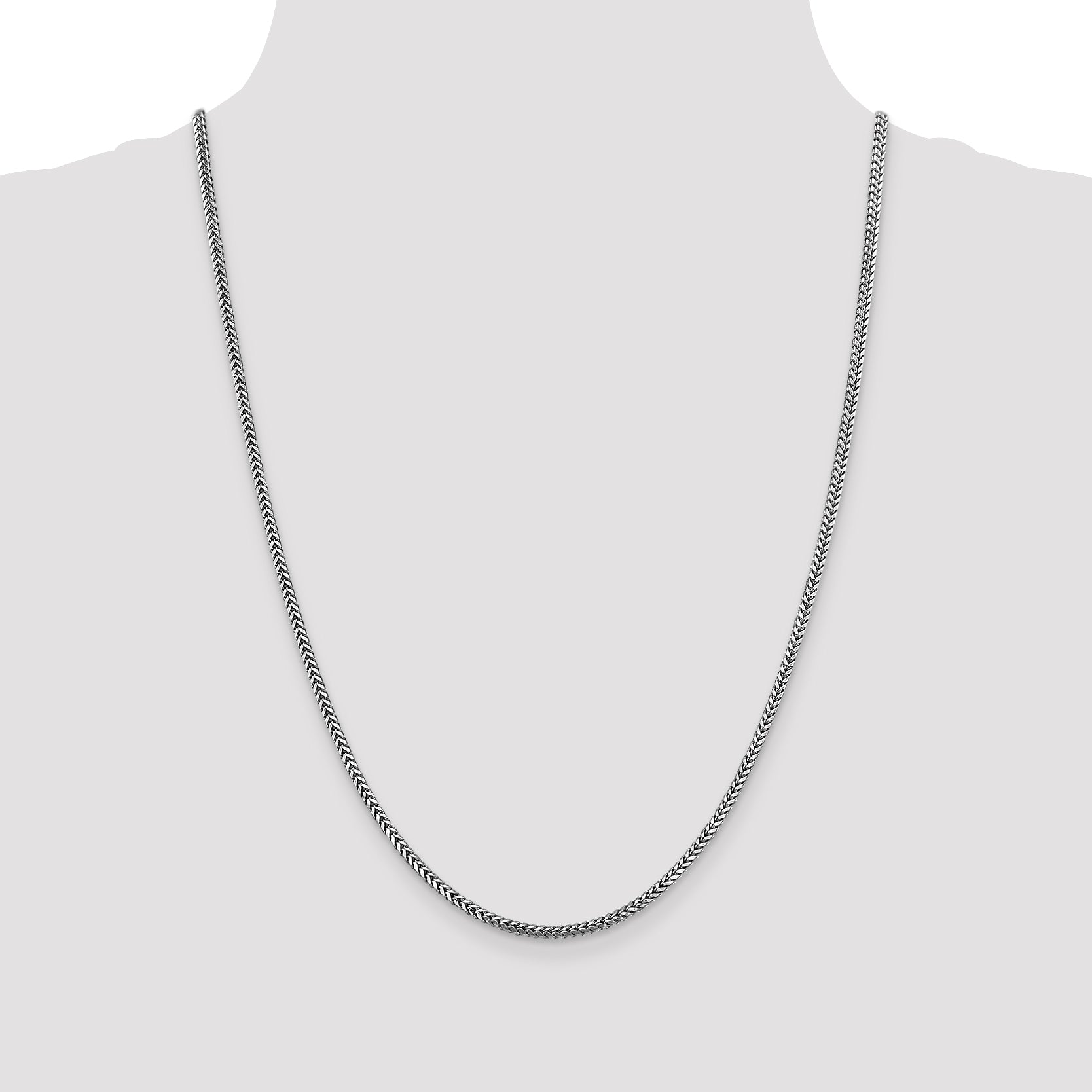 14K White Gold 24 Inch 2.3mm Franco With Lobster Clasp Chain Necklace