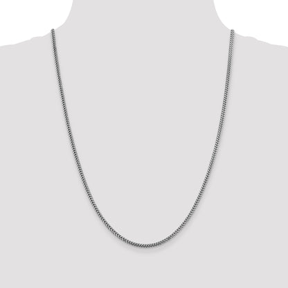 14K White Gold 24 Inch 2.3mm Franco With Lobster Clasp Chain Necklace
