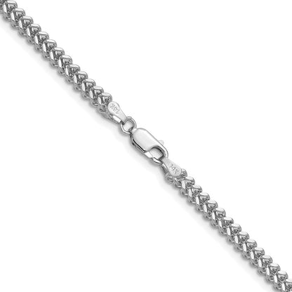 14K White Gold 26 Inch 2.5mm Franco With Lobster Clasp Chain Necklace