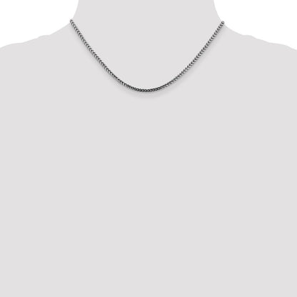 14K White Gold 16 Inch 2.5mm Franco With Lobster Clasp Chain Necklace