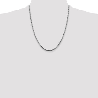 14K White Gold 22 Inch 2.5mm Franco With Lobster Clasp Chain Necklace