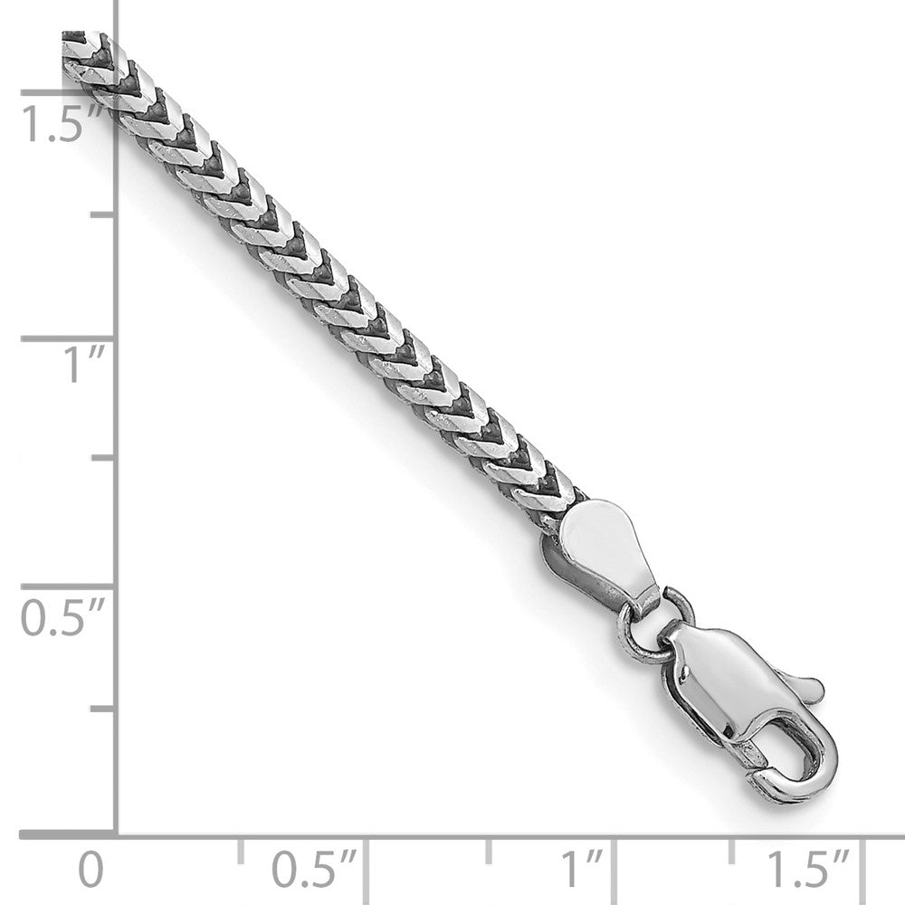 14K White Gold 2.5mm Franco With Lobster Clasp Chain Bracelet