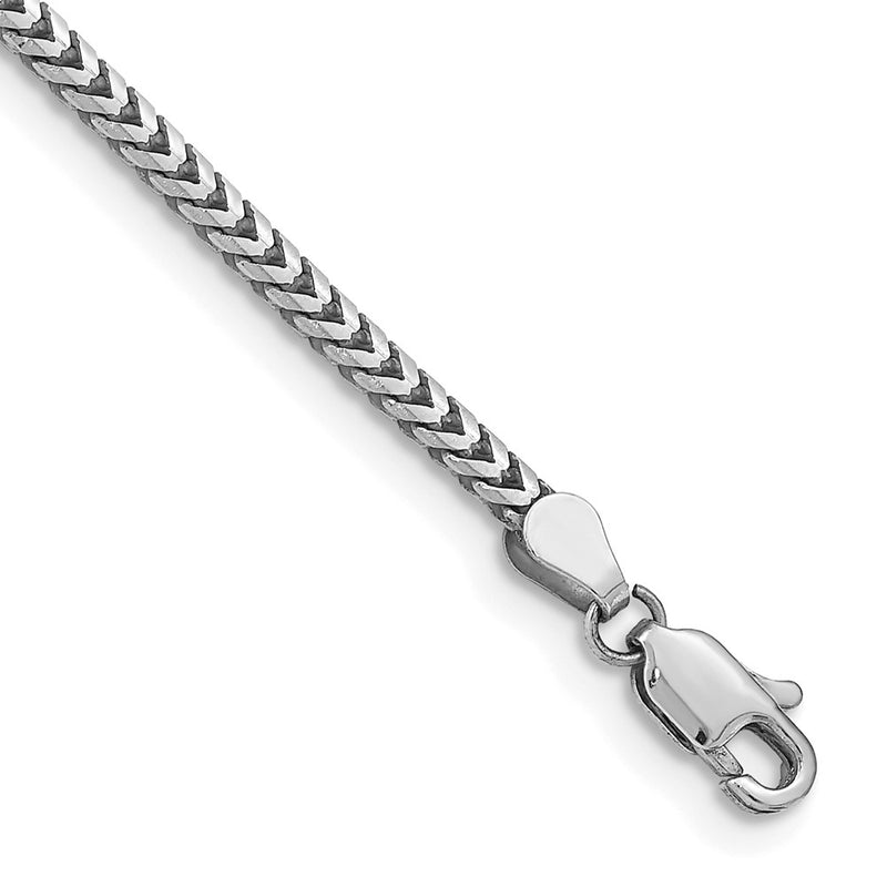 14K White Gold 2.5mm Franco With Lobster Clasp Chain Bracelet