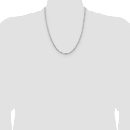 14K White Gold 22 Inch 3mm Franco With Fancy Lobster Clasp Chain Necklace