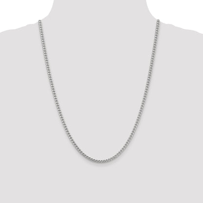 14K White Gold 24 Inch 3mm Franco With Fancy Lobster Clasp Chain Necklace
