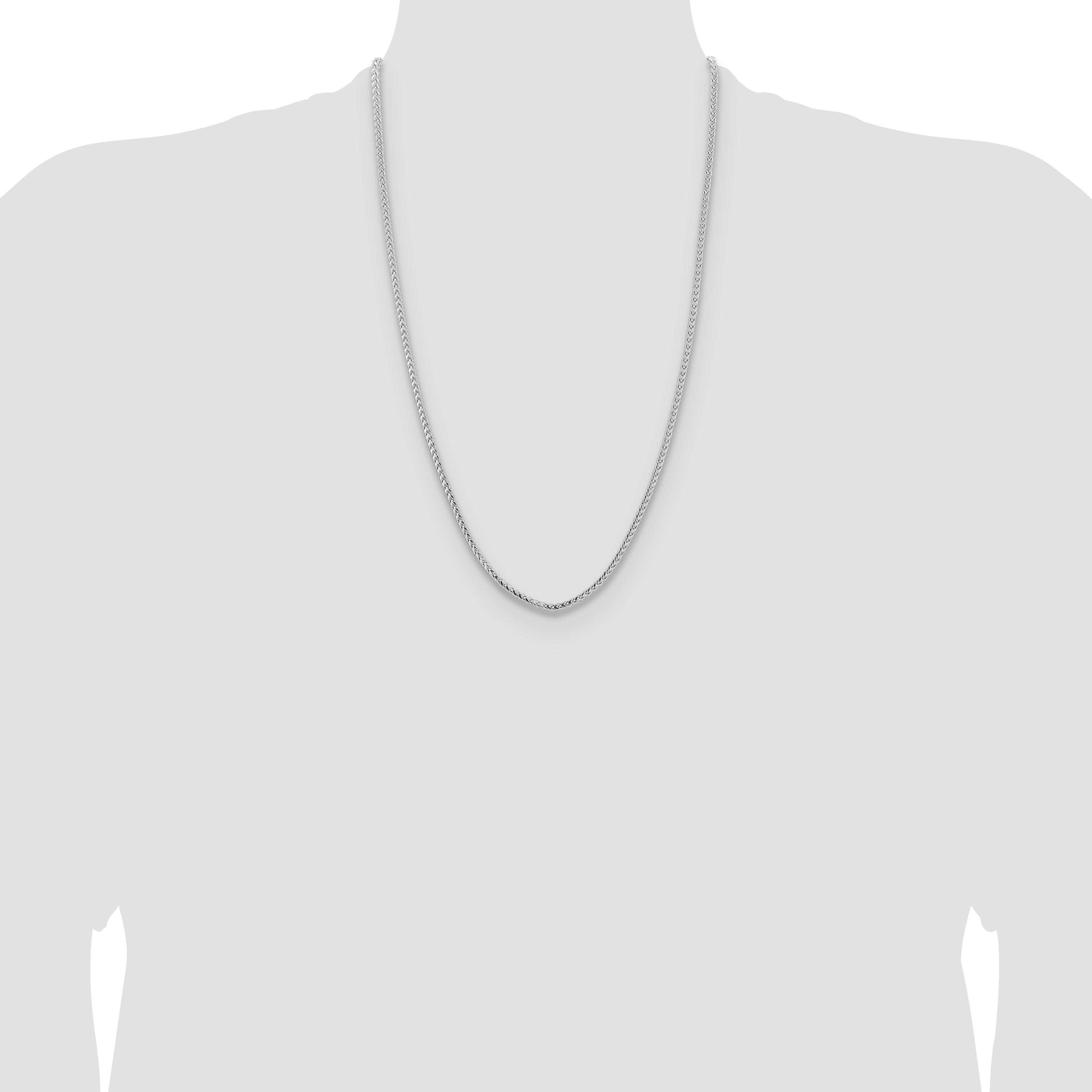 14K White Gold 26 Inch 3mm Franco With Fancy Lobster Clasp Chain Necklace