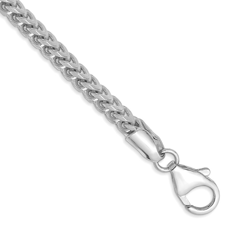 14K White Gold 3mm Franco With Fancy Lobster Clasp Chain Bracelet