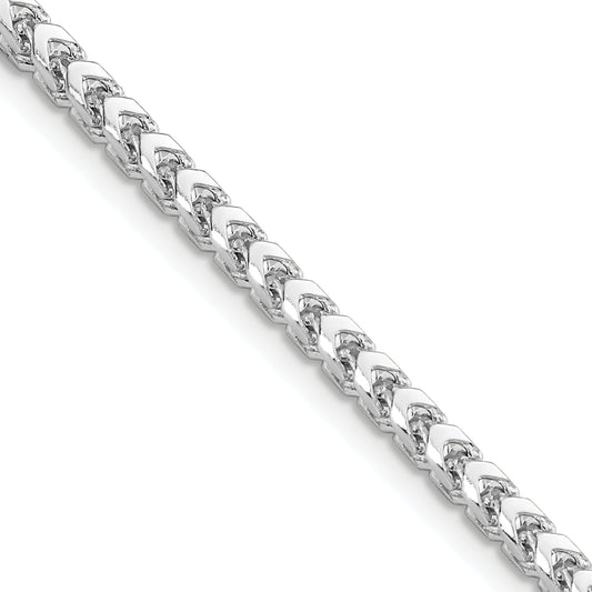 14K White Gold 20 Inch 3mm Franco With Fancy Lobster Clasp Chain
