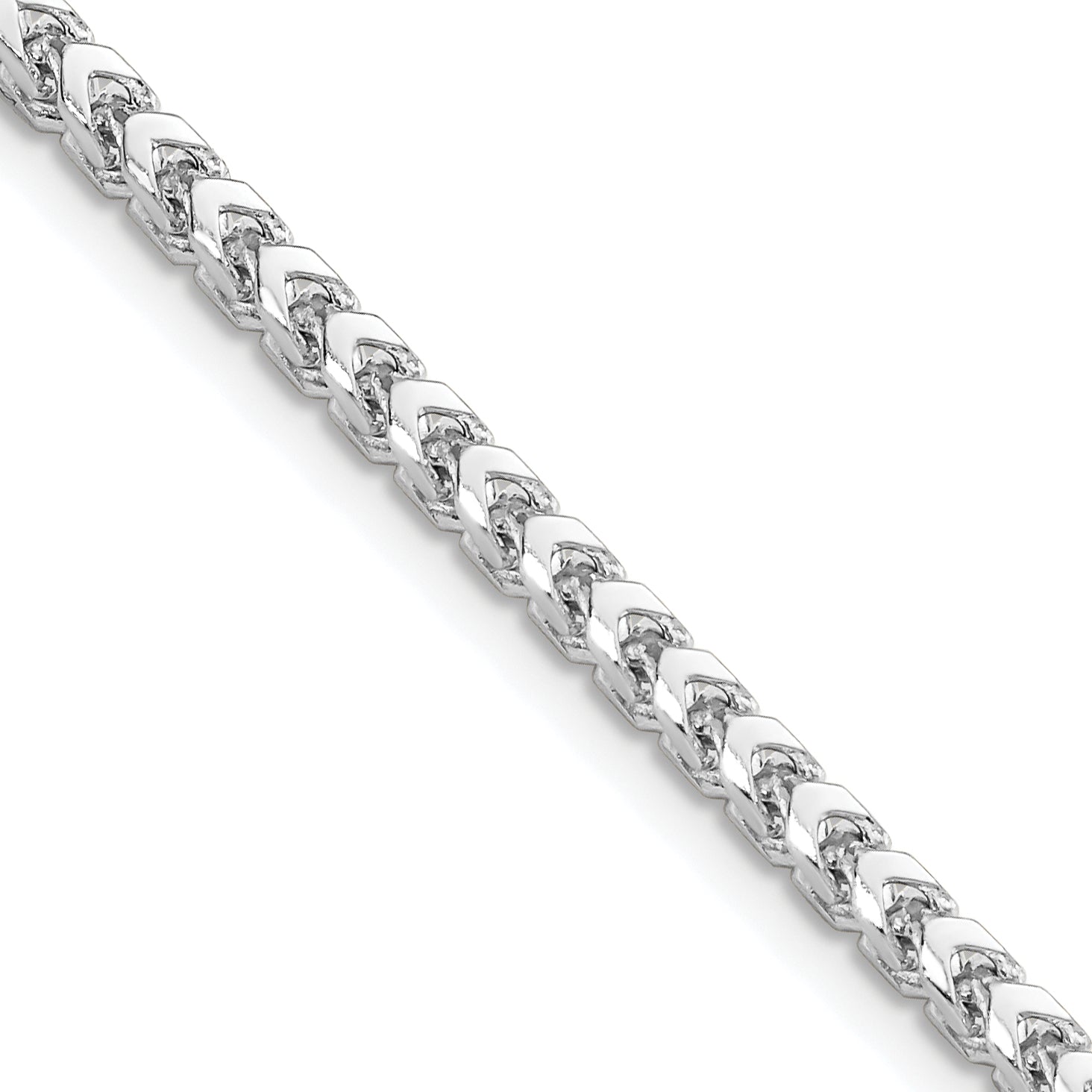 14K White Gold 18 Inch 3mm Franco With Fancy Lobster Clasp Chain Necklace