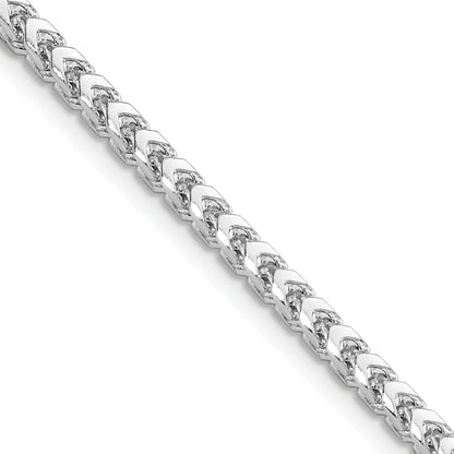 14K White Gold 18 Inch 3mm Franco With Fancy Lobster Clasp Chain Necklace