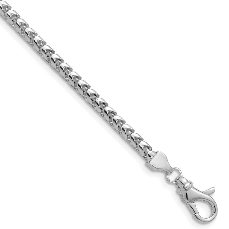 14K White Gold 22 Inch 3mm Franco With Fancy Lobster Clasp Chain Necklace