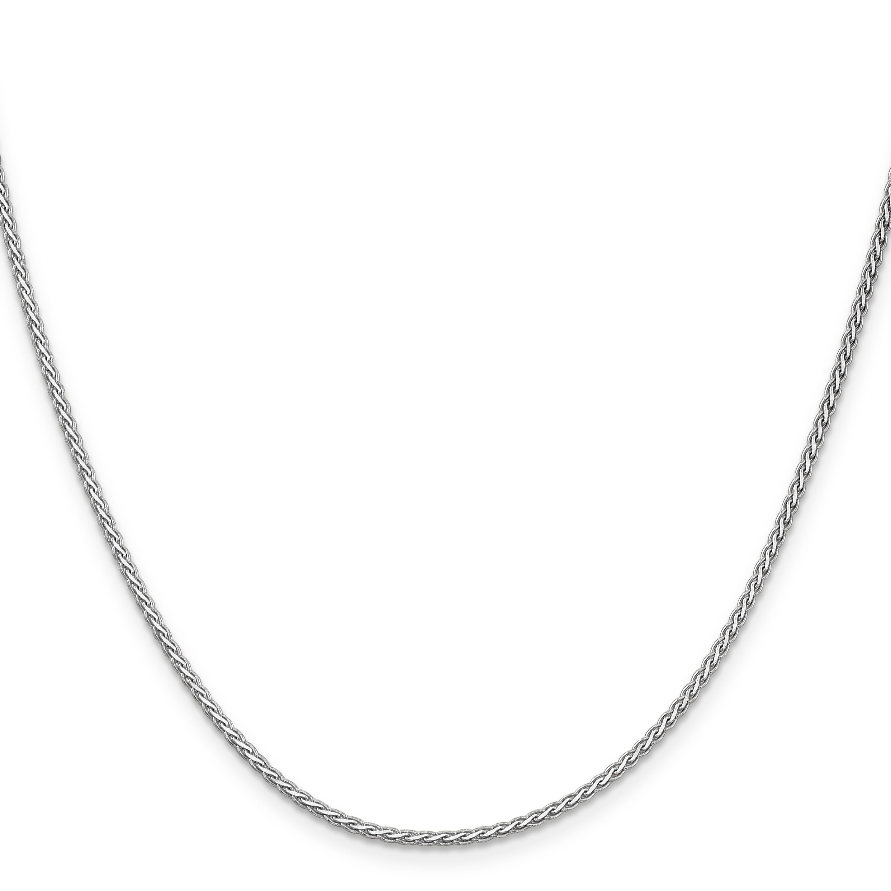 14K White Gold 24 Inch 1.9mm Flat Wheat With Lobster Clasp Chain Necklace