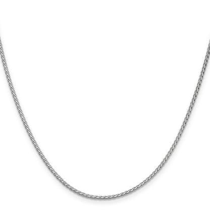 14K White Gold 24 Inch 1.9mm Flat Wheat With Lobster Clasp Chain Necklace