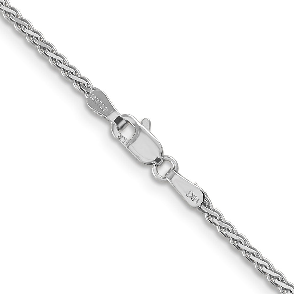 14K White Gold 1.9mm Flat Wheat With Lobster Clasp Chain Necklace