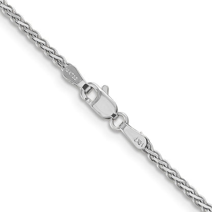 14K White Gold 1.9mm Flat Wheat With Lobster Clasp Chain Necklace