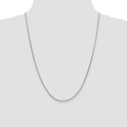 14K White Gold 24 Inch 1.9mm Flat Wheat With Lobster Clasp Chain Necklace