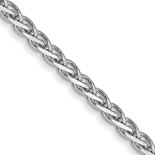 14K White Gold 16 Inch 1.9mm Flat Wheat With Lobster Clasp Chain
