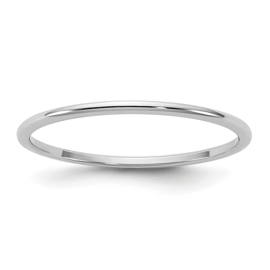 10K White Gold 10Kw 1mm Half Round Band Size 4.5