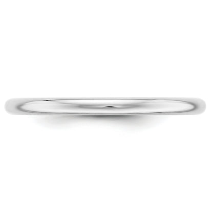 Solid 14K White Gold 2mm Half Round Men's/Women's Wedding Band Ring Size 9.5