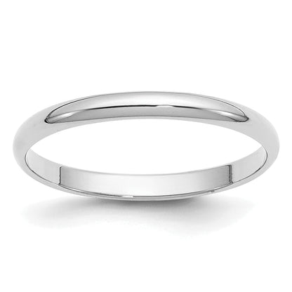 Solid 14K White Gold 2mm Half Round Men's/Women's Wedding Band Ring Size 9