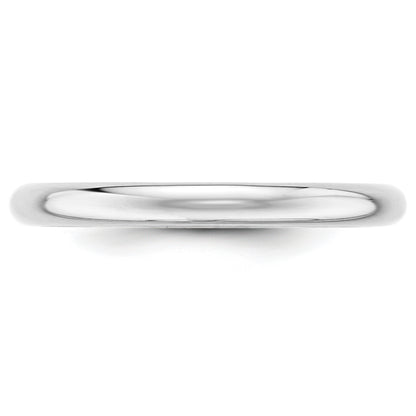 Solid 14K White Gold 2.5mm Half Round Men's/Women's Wedding Band Ring Size 10