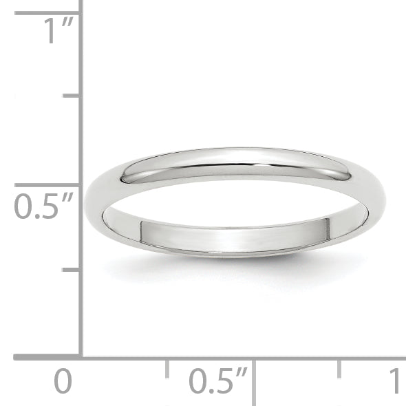 Solid 14K White Gold 2.5mm Half Round Men's/Women's Wedding Band Ring Size 10