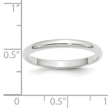 Solid 14K White Gold 2.5mm Half Round Men's/Women's Wedding Band Ring Size 10