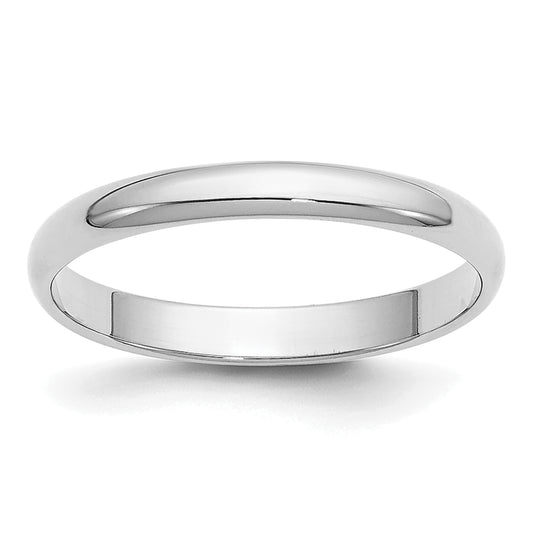 Solid 14K White Gold 2.5mm Half Round Men's/Women's Wedding Band Ring Size 13