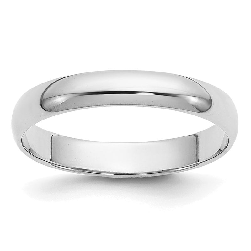 14k White Gold 3mm Half-Round Wedding Band Ring