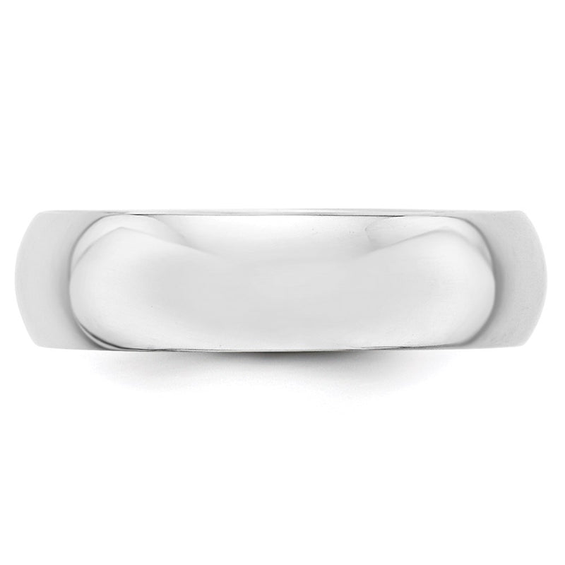10k White Gold 6mm Half Round Wedding Band Ring