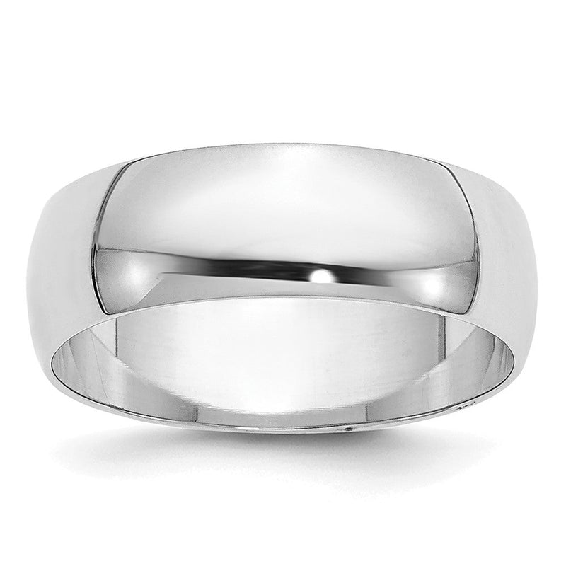 18k White Gold 6mm Half-Round Wedding Band Ring
