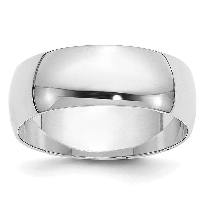 10K White Gold 10Kw 6.5mm Half Round Band Size 10.5
