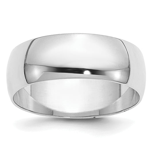 10K White Gold 10Kw 6.5mm Half Round Band Size 5